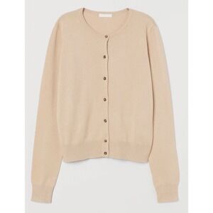 H&M Women Size Small Tan Thin Cardigan  Full‎ Front Button Lightweight Classic